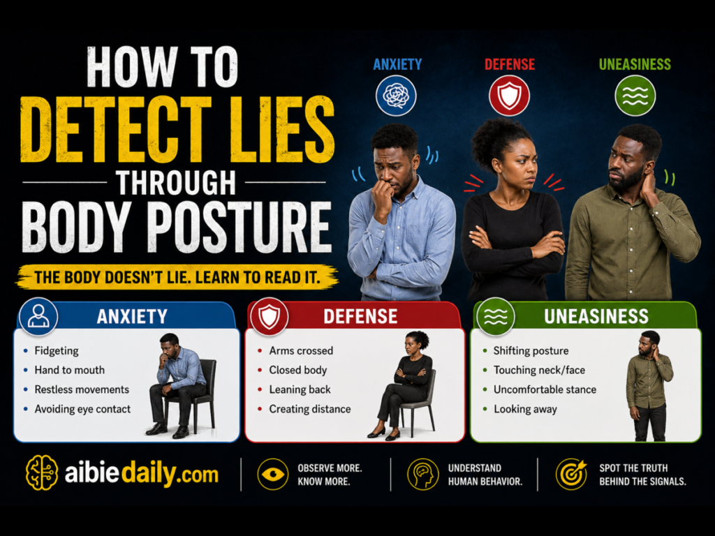 image of poster on how to detect lies through body posture