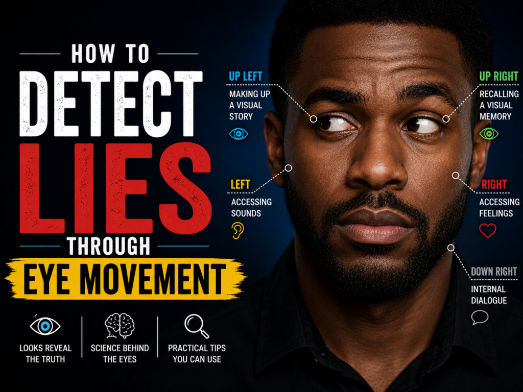 image of poster on how to detect lies through eye movement