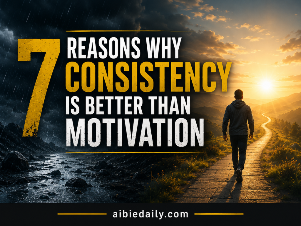 image of poster on reasons why consistency is better than motivation
