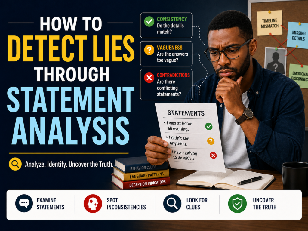 image of poster for how to detect lies through statement analysis